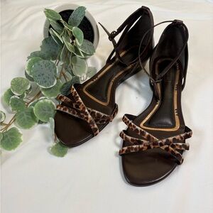 Harrods Brown and Leopard Print Sandals